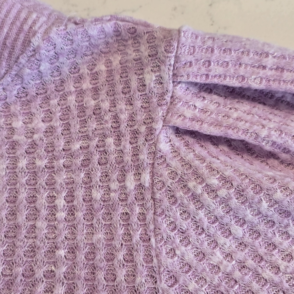 Democracy Lavender Purple Waffle Knit Pullover Sweater Top Drawstring  Womens XL - Picture 7 of 16